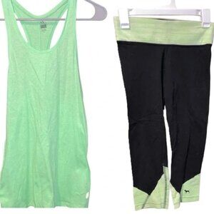 Victoria's Secret "PINK" - Women’s XS Crop Legging/VSX Sport - XS Tank Top Green